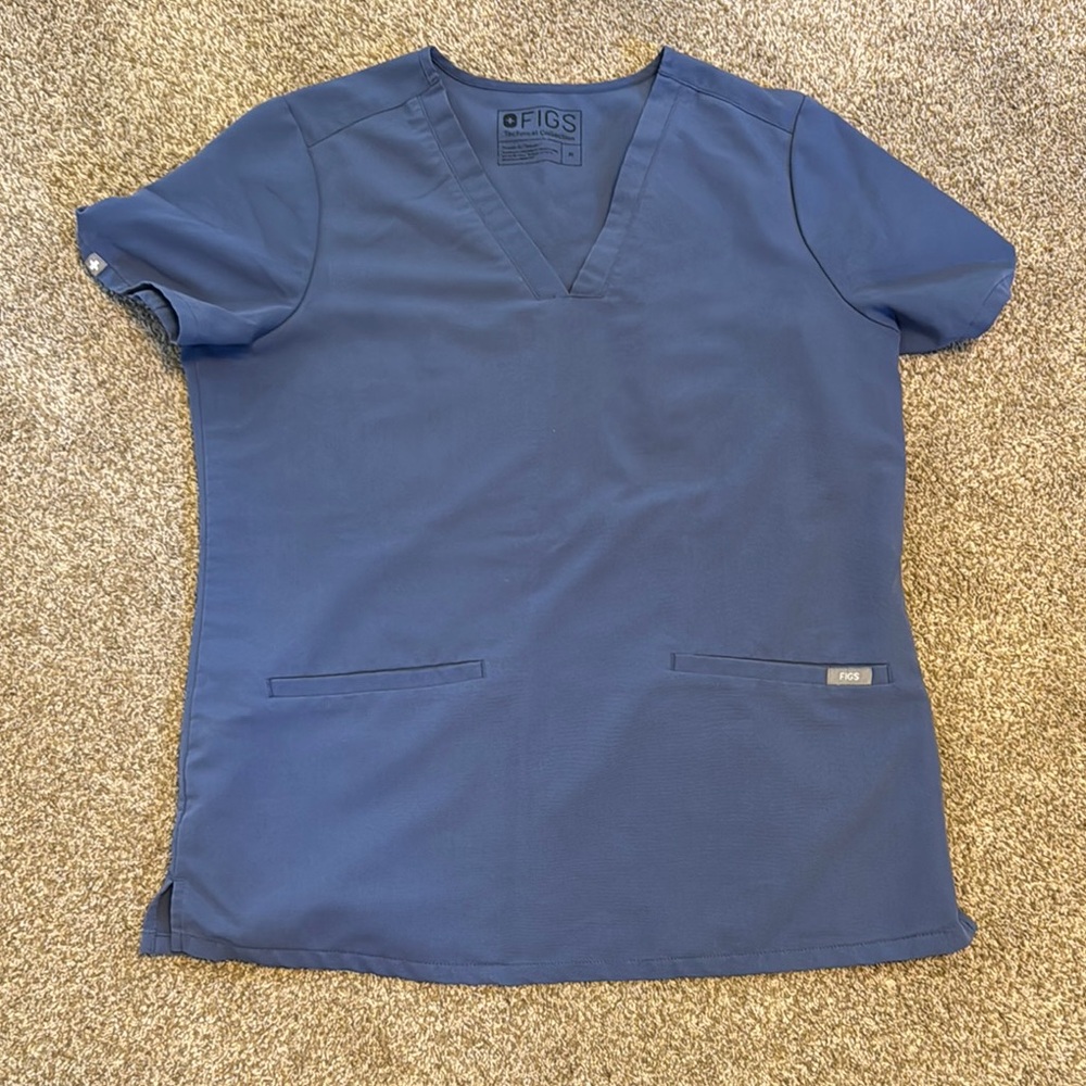 Figs Navy V-Neck Scrub Top